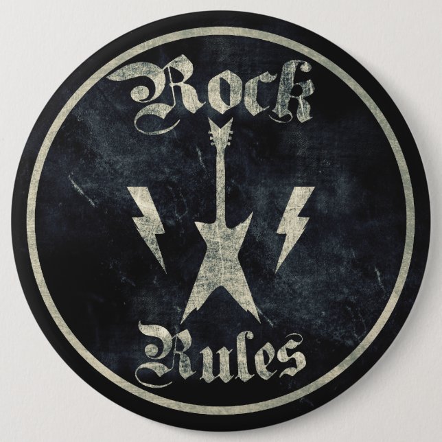 Rock Rules !! 6 Cm Round Badge (Front)