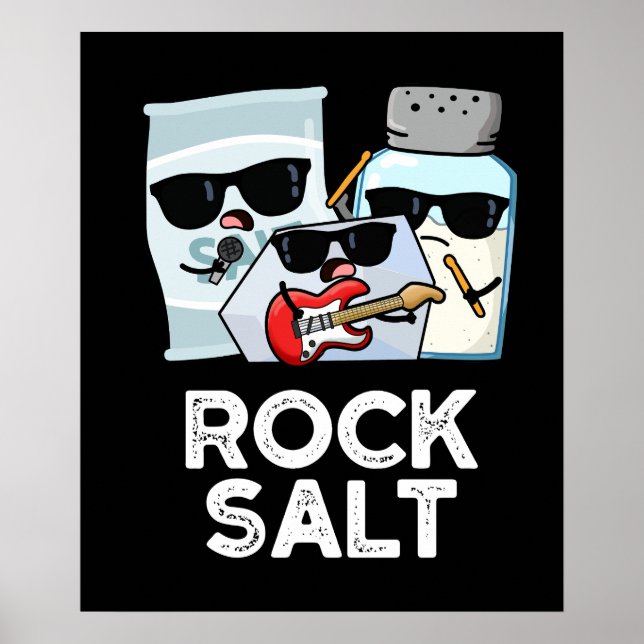 Rock Salt Funny Condiment Music Pun Dark BG Poster (Front)