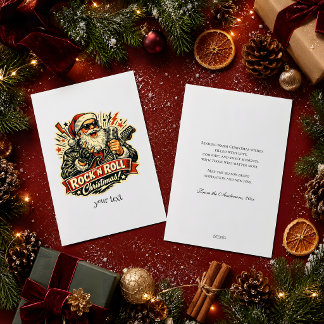 Rock Santa Claus Christmas Vintage 1950s Thank You Card