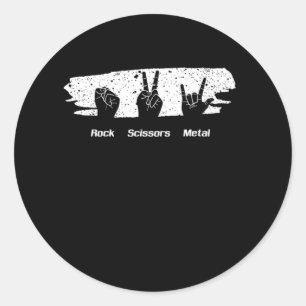 Rock Scissors Heavy Metal Music Concert Band Bassi Classic Round Sticker