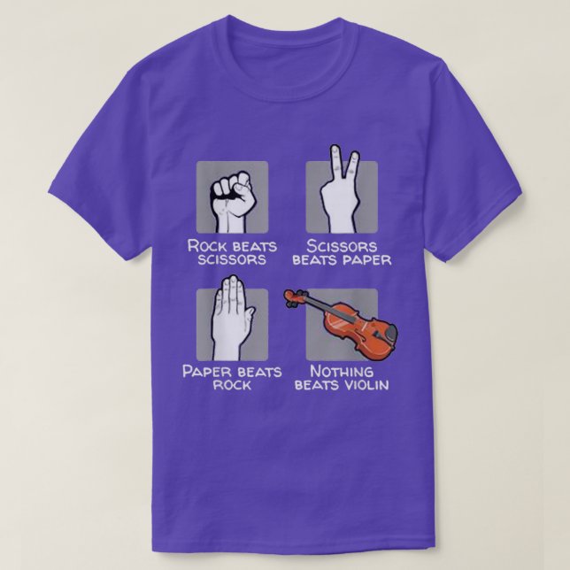 Rock Scissors Paper Nothing Beats Violin T-Shirt (Design Front)