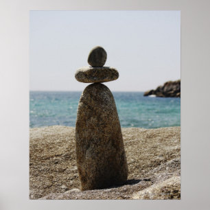 Rock sculpture on coastline. poster