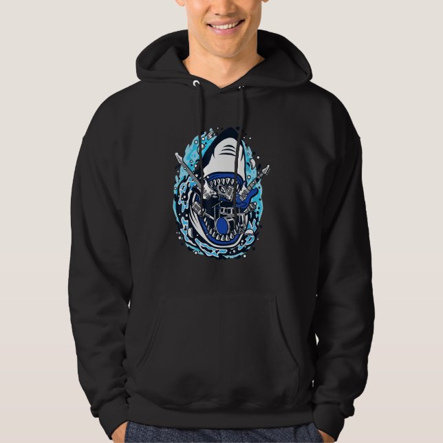 Rock Shark Super Fashion Unique Charm Music Fan Hoodie (Front)