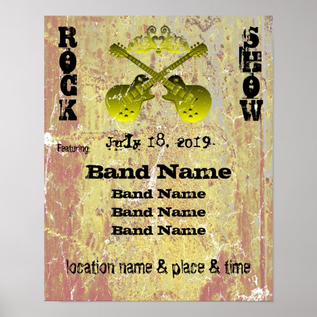 Rock Show 🎸 Edgy Grunge Budget Music Concert  Poster (Front)