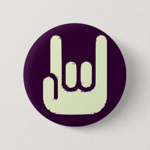 rock sign 6 cm round badge