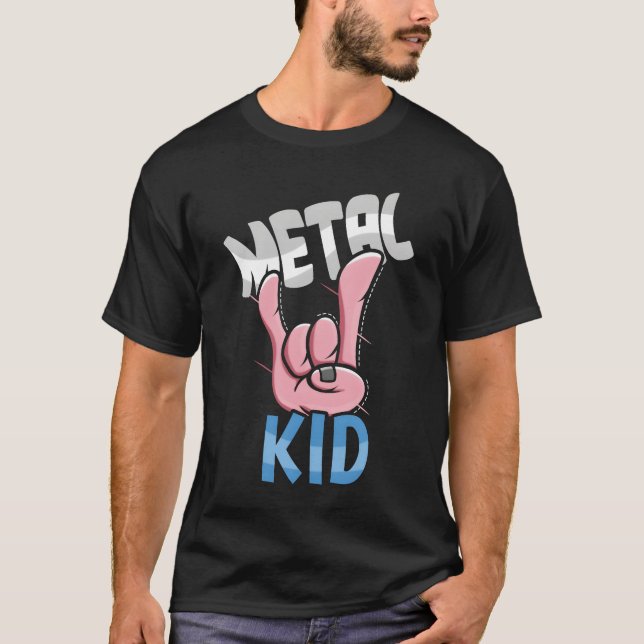 Rock Sign Rock Hand Metal Kid Music Lover Rocker f T-Shirt (Front)