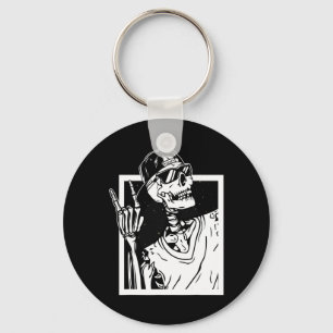 Rock Skeleton Hand Halloween Costume Funny Rocker  Key Ring