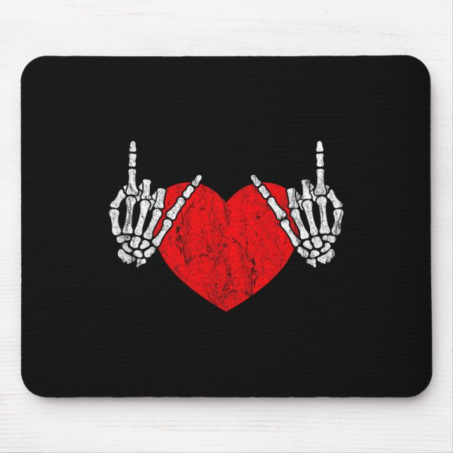 Rock Skeleton Hand Heart Rock And Roll  Mouse Pad (Front)