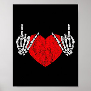 Rock Skeleton Hand Heart Rock And Roll Poster