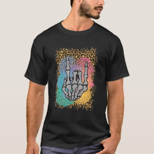 Rock Skeleton Hand Leopard Watercolor Bones  Hallo T-Shirt