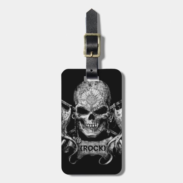 Rock Skull Luggage Tag (Front Vertical)