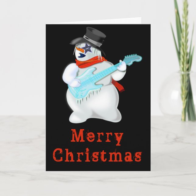 Rock Snowman Misical Christmas Card (Front)