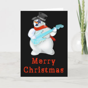 Rock Snowman Misical Christmas Card