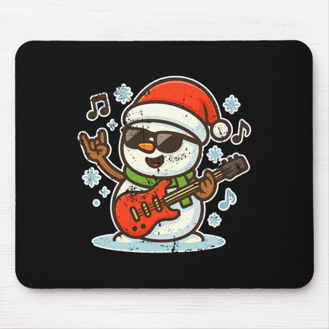 Rock Snowman With Guitar Premium Tri-blend  Mouse Pad (Front)