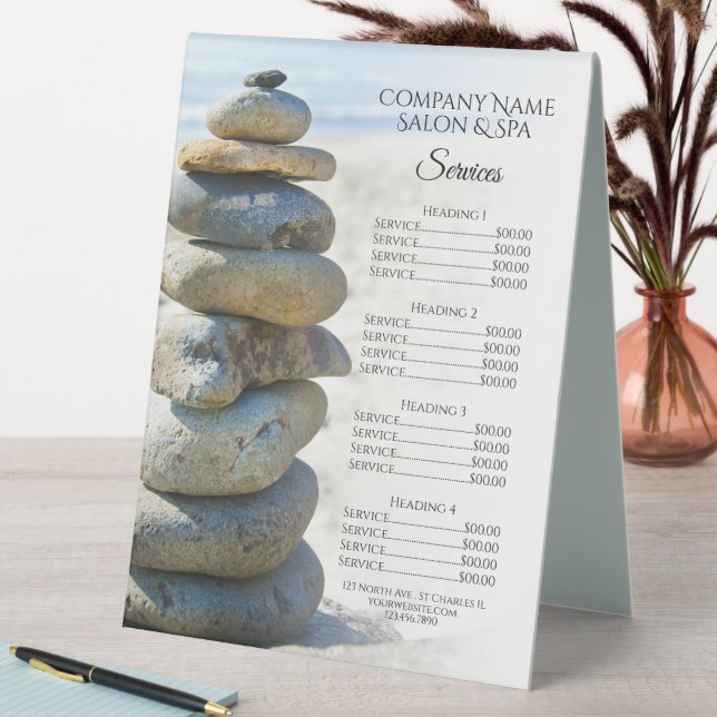 Rock Stack Cairn Spa Salon Services Menu (In SItu (Table))