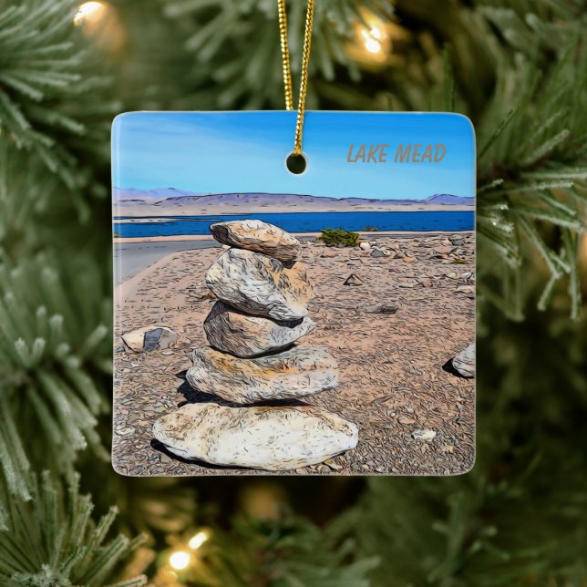 Rock Stacking   Ceramic Ornament (Tree)