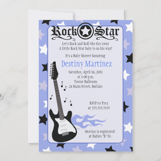ROCK STAR 5x7 Rocker Baby Shower Invitation (Front)