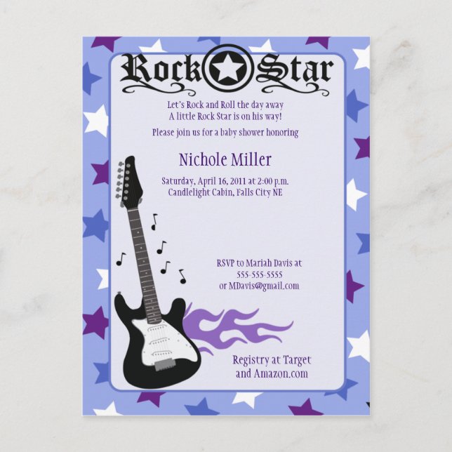 Rock Star Baby Rocker Purple/Blue Post Card Sample (Front)