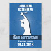 Rock Star Bar Mitzvah Invitation in Blue