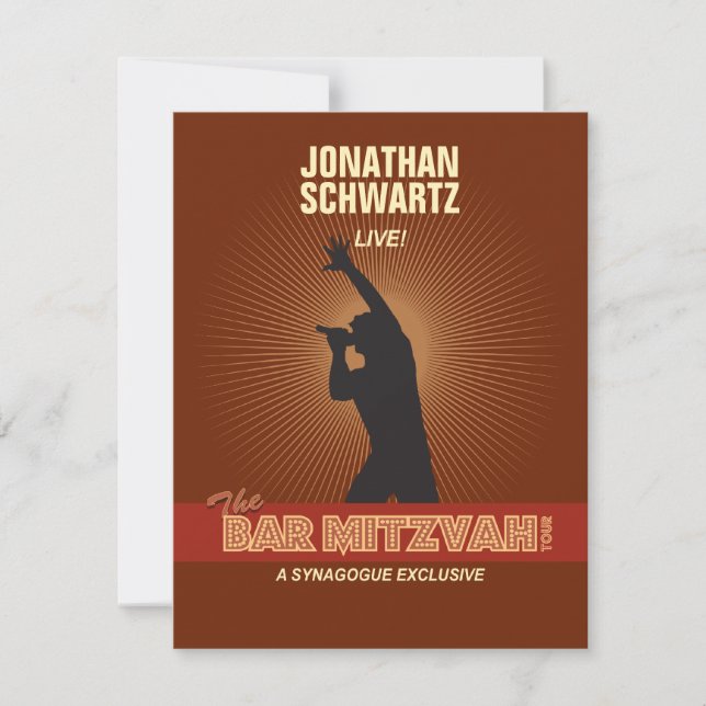 Rock Star Bar Mitzvah Reply Card in Brown (Front)