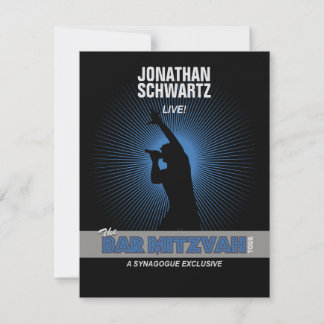 Rock Star Bar Mitzvah RSVP Reply Black Silver Card