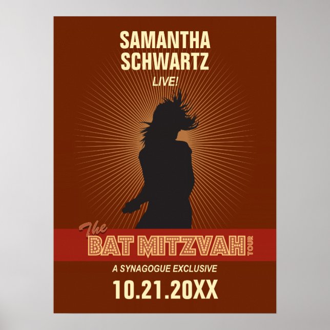 Rock Star Bat Mitzvah Poster in Brown (Front)