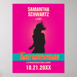 Rock Star Bat Mitzvah Poster in Hot Pink