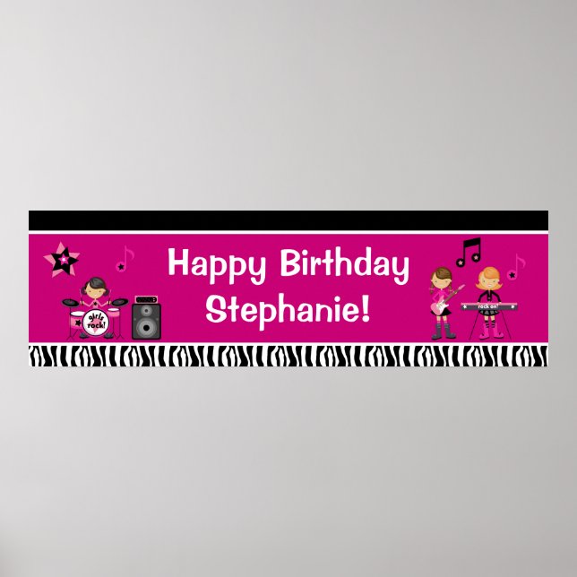 Rock Star Birthday Banner 40x12 Poster (Front)