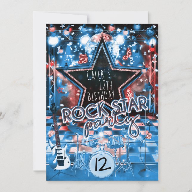 ROCK STAR Birthday Musical Dance Party Invitation (Front)