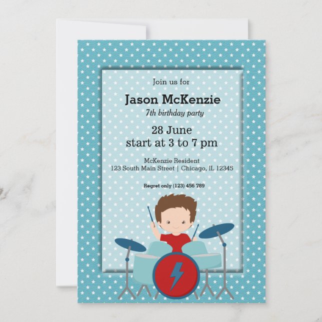 Rock Star birthday party Invitation (Front)