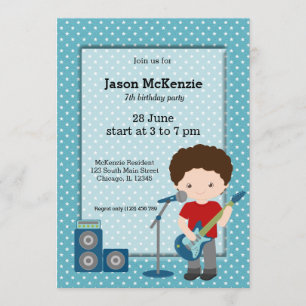 Rock Star birthday party Invitation