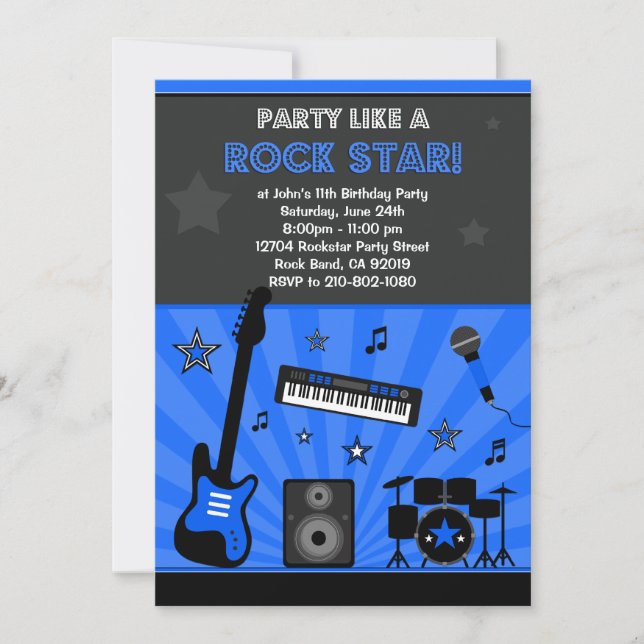 Rock Star Birthday Party Invitation (Front)