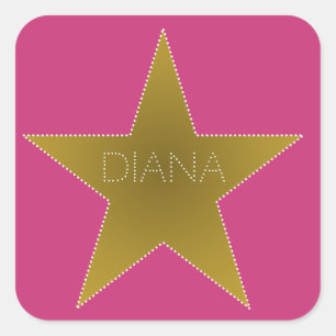 Rock Star Birthday Party Name Stickers Pink Gold