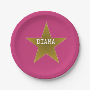 Rock Star Birthday Party Paper Plates Pink Gold