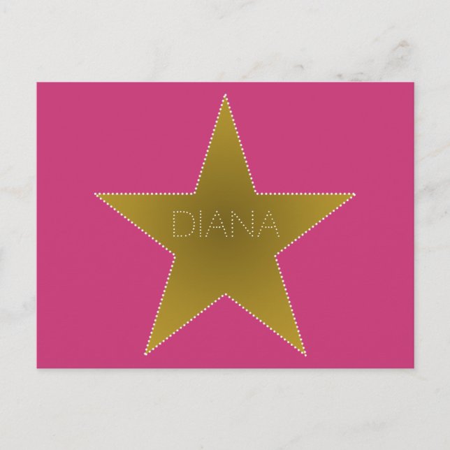 Rock Star Birthday Thank You Postcard Pink Gold (Front)