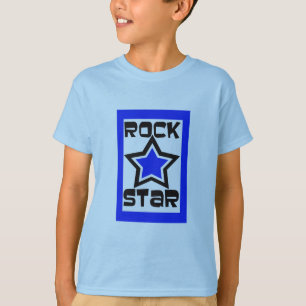 Rock star, blue, black and white design T-Shirt