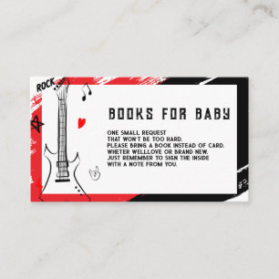 Rock Star Books for Baby   Red & Black Baby Shower Enclosure Card
