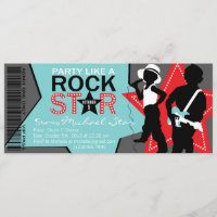 Rock Star Boy Band Birthday Aqua Red