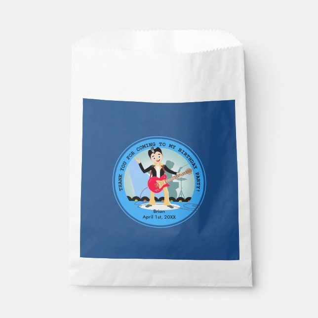 Rock Star Boy birthday party Favour Bag (Front)