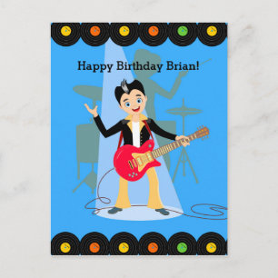 Rock Star Boy birthday party Invitation Postcard