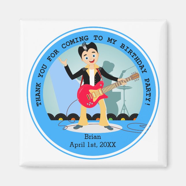 Rock Star Boy birthday party Magnet (Front)