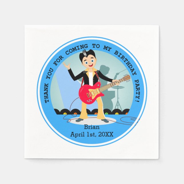 Rock Star Boy birthday party Napkin (Front)