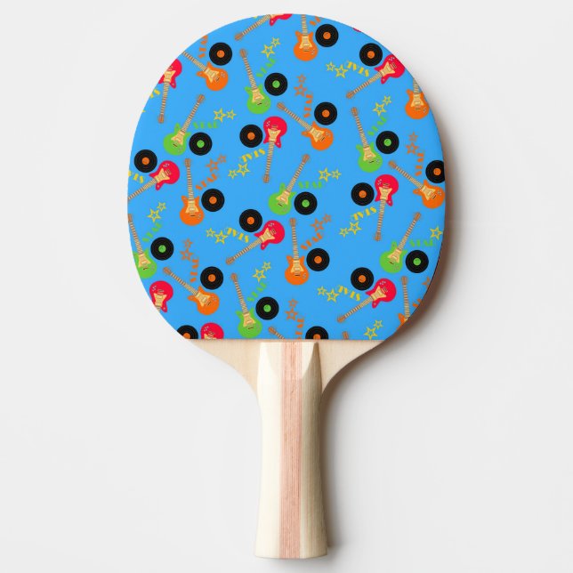 Rock star boy birthday party ping pong paddle (Front)