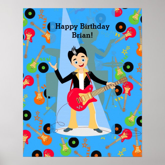 Rock Star Boy birthday party Poster (Front)