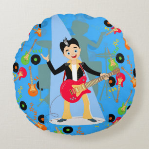 Rock Star Boy birthday party Round Cushion