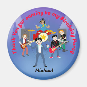 Rock Star Boys Band Birthday Party Magnet
