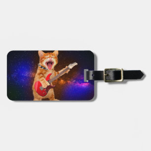 Rock star cat luggage tag