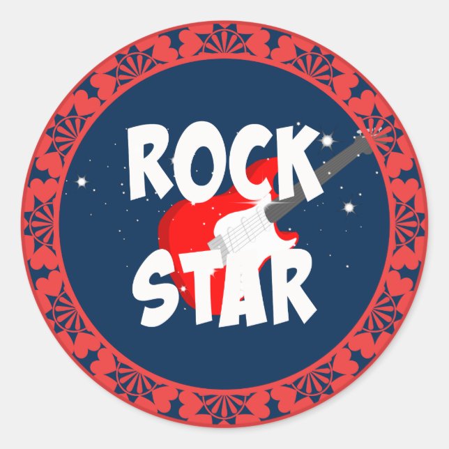 "Rock Star" Classic Round Sticker (Front)