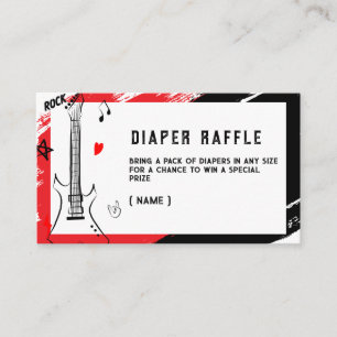 Rock Star Diaper Raffle Ticket   Red & Black Baby  Enclosure Card