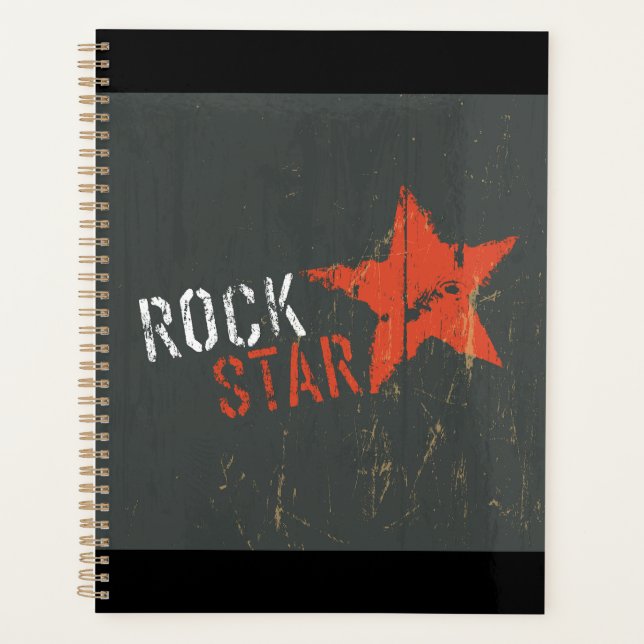 Rock Star Distressed Grunge Red Star Planner (Front)